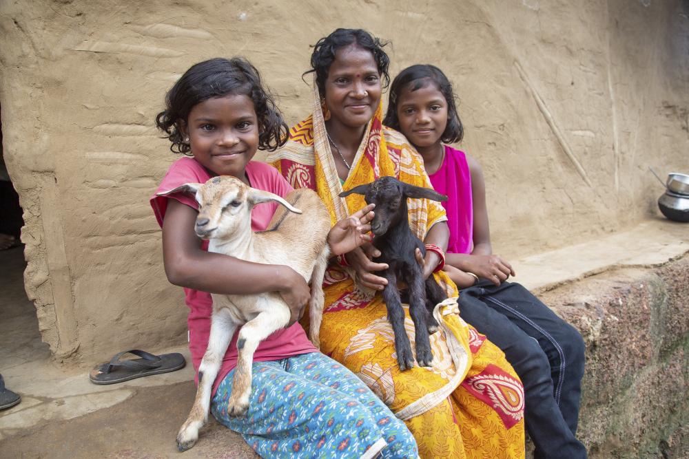 A family and their goat