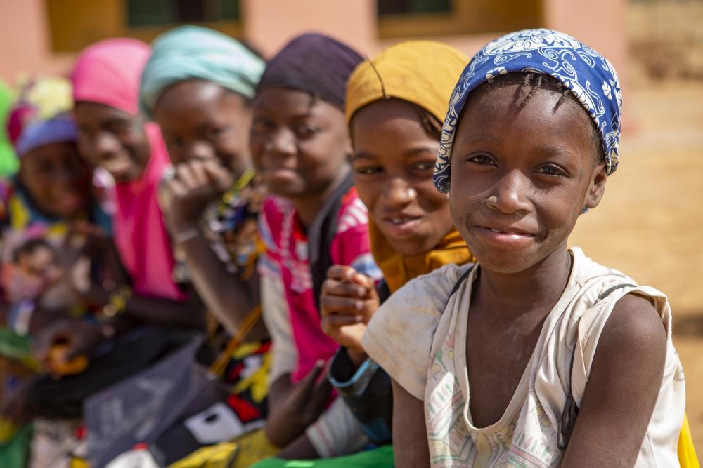 A group of students during lunchtime at a school in Mali. 