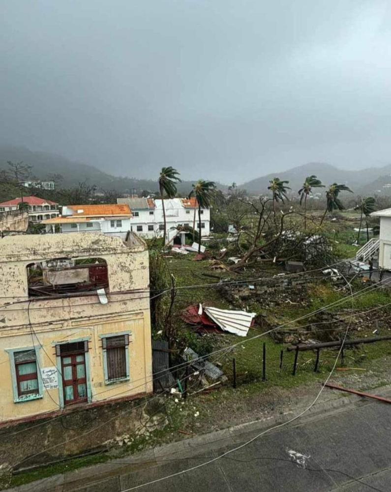 building and windswept landscape