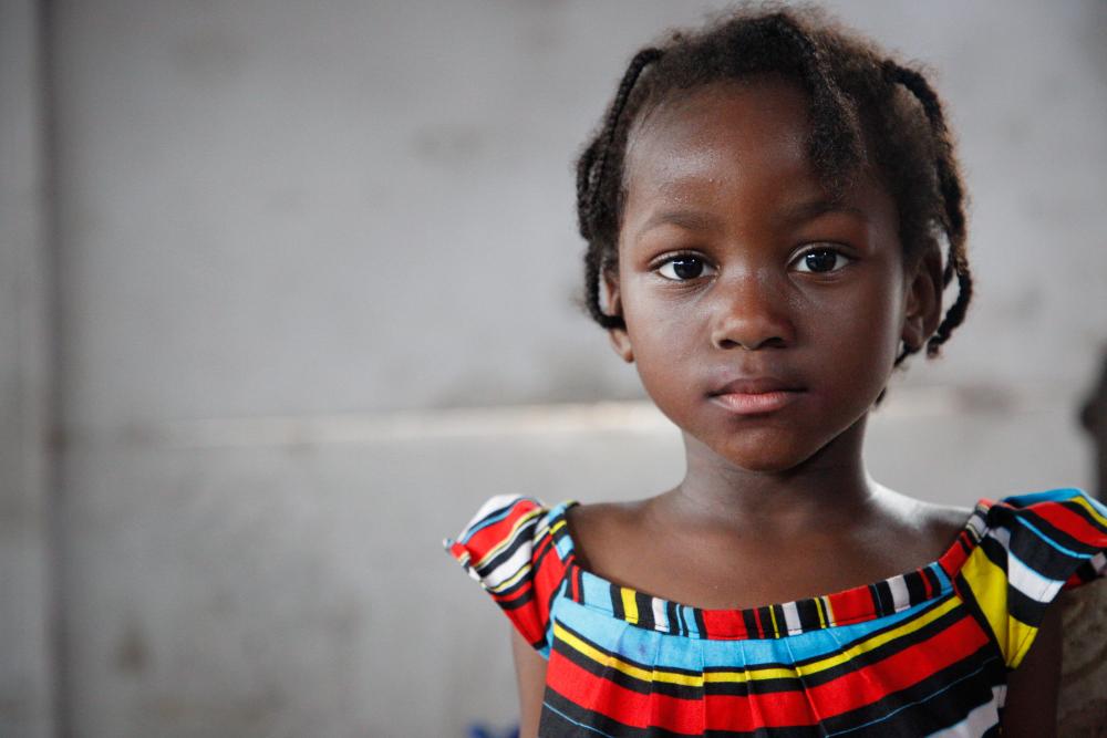 Portrait of girl in colorful dress