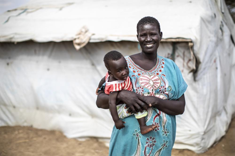 Woman holding child