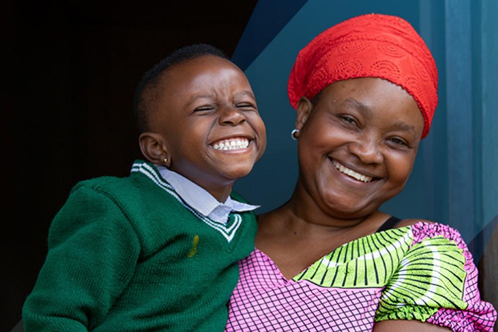 Woman and child smiling